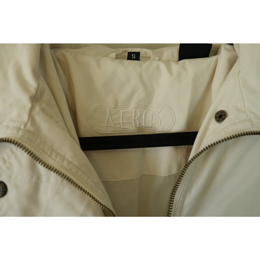 Vintage Aeros Windbreaker Cream Jacket | Longline Parachute Coat Womens Small - Picture 4 of 6